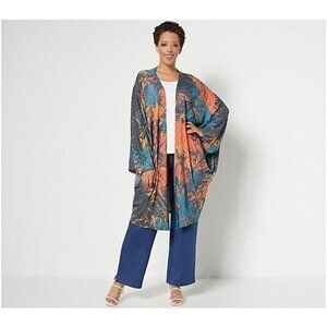 Attitudes by Renee Global Illusions Casknit Cocoon Cardigan Jungle Orchid,Large